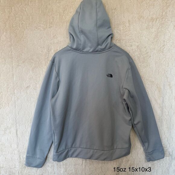 North Face Gray Gold‎ Hoodie Pullover Sweatshirt Pockets Sz L Please Read - Picture 3 of 14